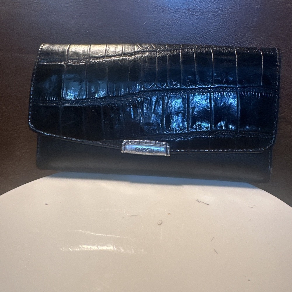 Jones New York Soft Leather Wallet Checkbook Black Multi Cards/Organizers